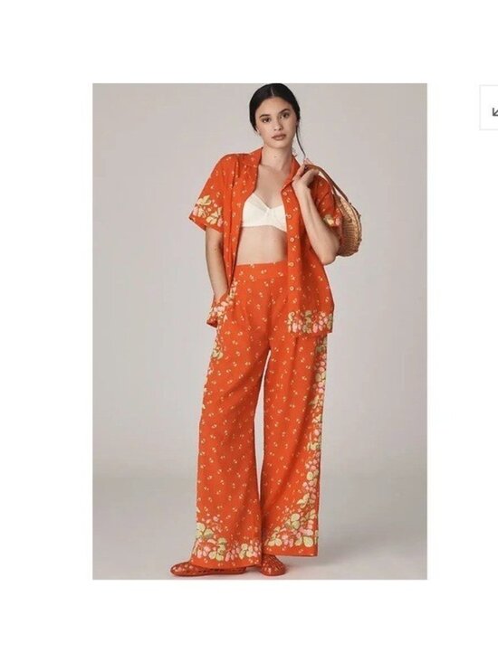 Anthropologie Pants - ANTHROPOLOGIE Rachel Antonoff Snyder High Rise Wide Leg Pants Floral Size 2X NEW